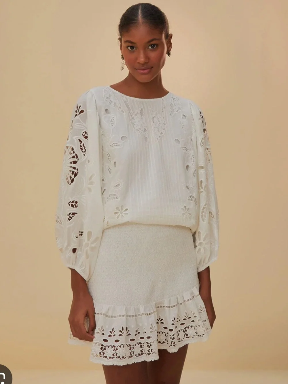 FARM Rio White Richelieu Mini Skirt - Picture 1 of 5